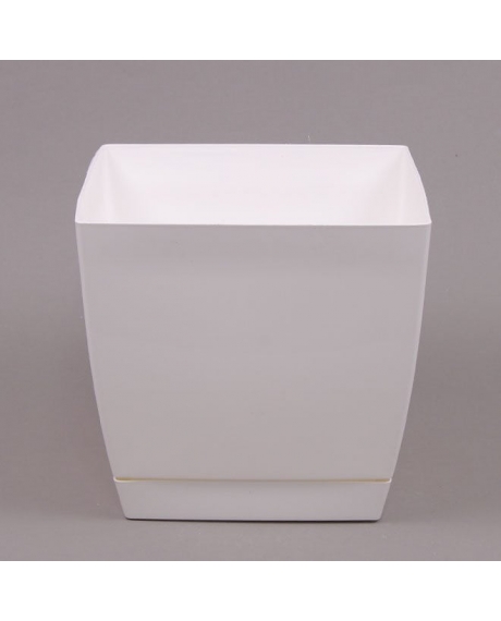Кашпо квадратное с подставкой Prosperplast Coubi, цвет - белый