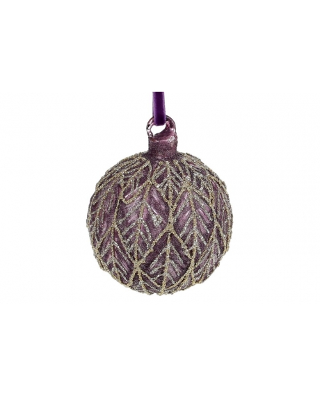 Елочное украшение Шар с декором, цвет - королевский пурпур (8см)