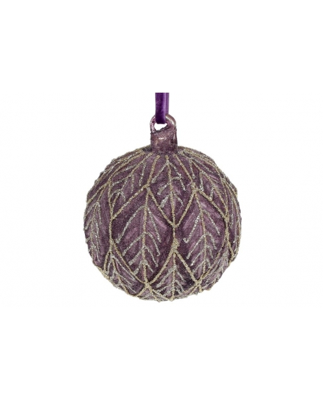 Елочное украшение Шар с декором, ​цвет - королевский пурпур (10см)