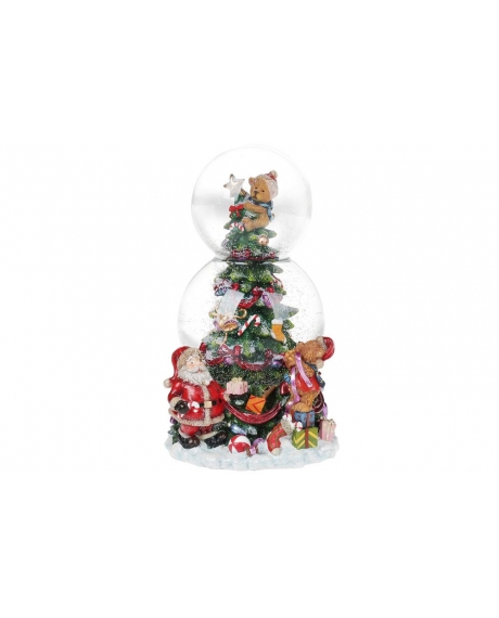Водяной шар Рождественская ель на заводном механизме с музыкой (20,5см)