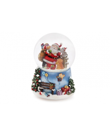 Декоративный водяной шар Санта с музыкой на заводном механизме (15.5см) 
