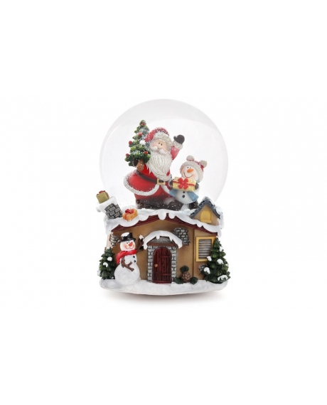 Декоративный водяной шар Санта с музыкой на заводном механизме (15.5см) 