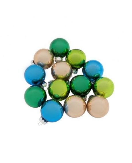 Елочный шар, цвет - зеленый и синий опал микс (3,5 см)