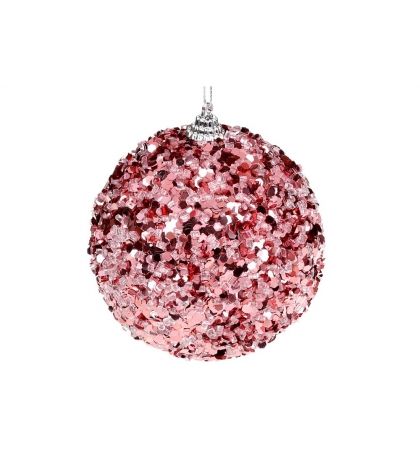 Елочный шар, цвет - тёплый розовый (размер: 8 см., 10 см., 12 см.)