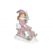 Декоративна статуетка "Дівчинка з ялинкою на санках", колір - пурпурний (22 см.)