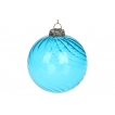 Елочный шар витой формы, прозрачное стекло,  цвет - голубая лазурь (8 см.)
