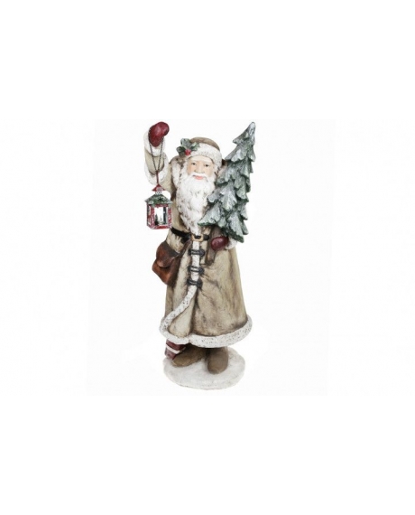 Новорічна фігура  Санта; з ялинкою з LED-підсвіткою і ліхтариком, колір - бежевий (98 см.)