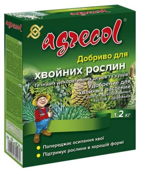 Добриво для хвойних рослин та інших декоративних дерев і кущів "Agrecol", (маса нетто 1,2 кг)