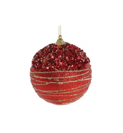 Елочный шар, цвет - красный  (размер: 8 см., 10 см.)