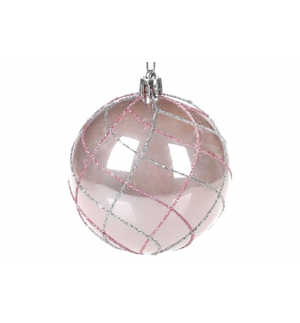 Елочный шар, цвет -  перламутр розовый (размер: 8 см.)