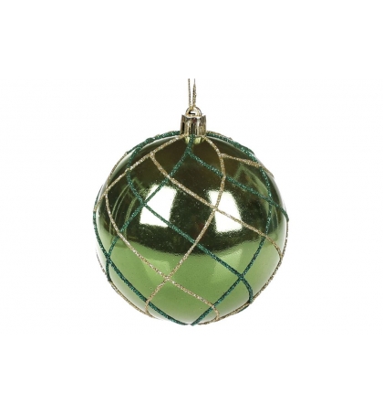 Елочный шар, цвет - изумрудный зеленый (размер: 8 см.)