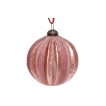 Елочный шар с декором из глиттера и эффектом бархата, цвет - вечерняя роза (размер: 8 см., 10 см.)
