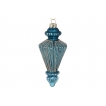 Елочное украшение рельефной формы с глиттером, цвет - голубой антик (размер: 6*14 см)