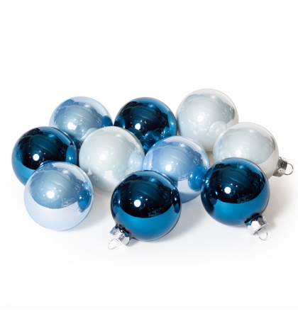 Елочный шар, микс цветов бело-синих оттенков (размер: 6 см.)