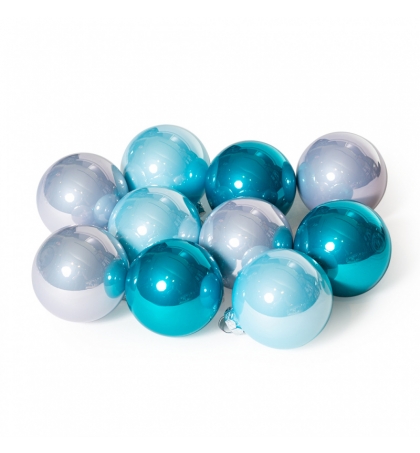 Елочный шар, микс цветов серебристо-голубых оттенков (размер: 6 см.)