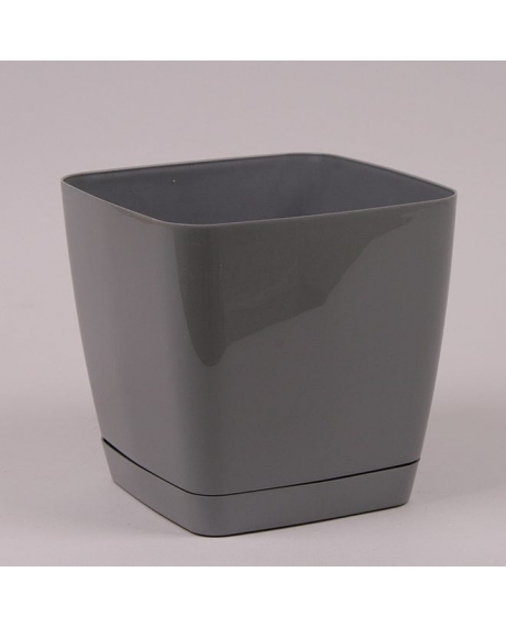 Горщик квадратний з підставкою Form Plastic Toskana, колір - бетон
