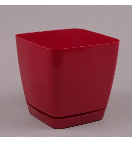 Горшок квадратный с подставкой Form Plastic Toskana, цвет -  красный металл