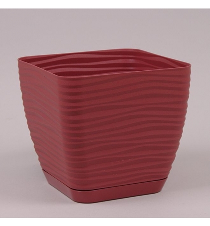 Горшок квадратный с подставкой Form Plastic Sahara Petit, цвет - марсала