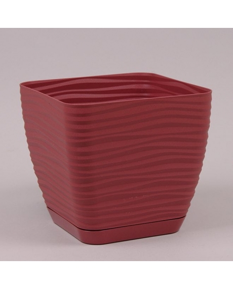 Горшок квадратный с подставкой Form Plastic Sahara Petit, цвет - марсала