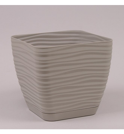 Горшок квадратный с подставкой Form Plastic Sahara Petit, цвет - серый