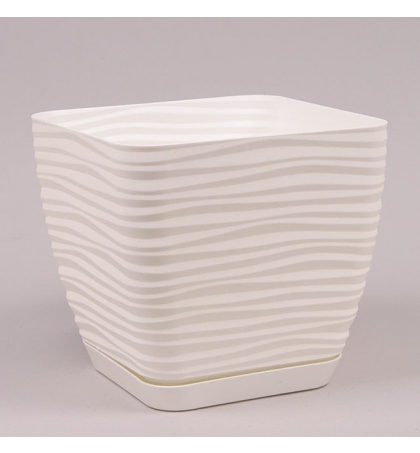 Горшок квадратный с подставкой Form Plastic Sahara Petit, цвет - белый