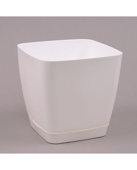 Горшок квадратный с подставкой Form Plastic Toskana, цвет -  белый