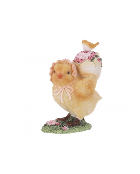декоративная статуэтка цыпленок с птичкой