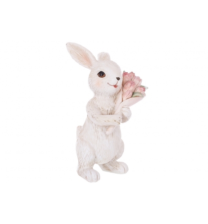 Декоративная статуэтка Кролик с букетом тюльпанов, 11.5см K07485