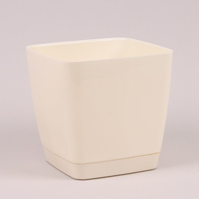  Горщик квадратний з підставкою Form Plastic Toskana, колір крем 130