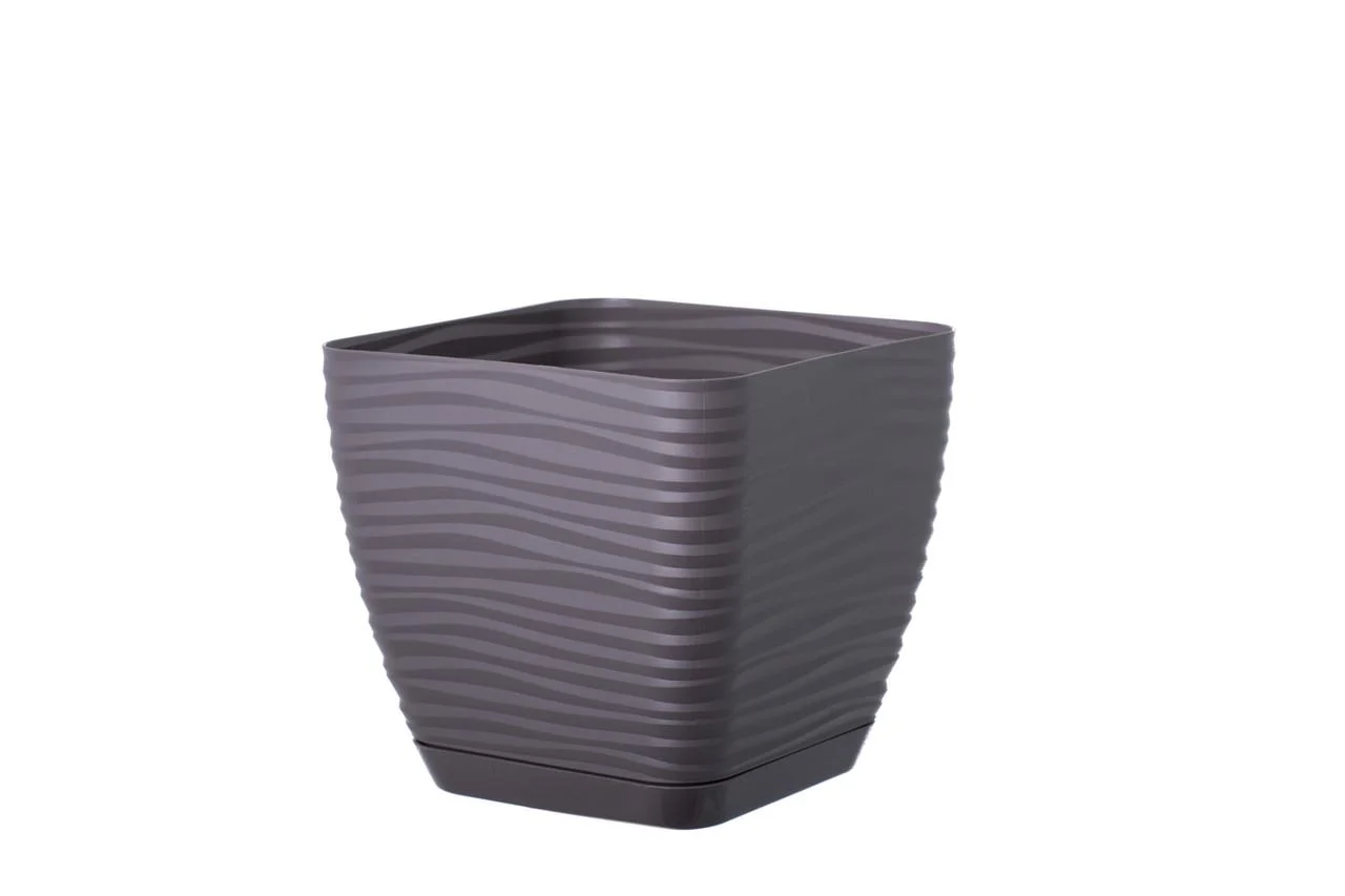 Горшок квадратный с подставкой Form Plastic Sahara Petit, цвет - камень 130