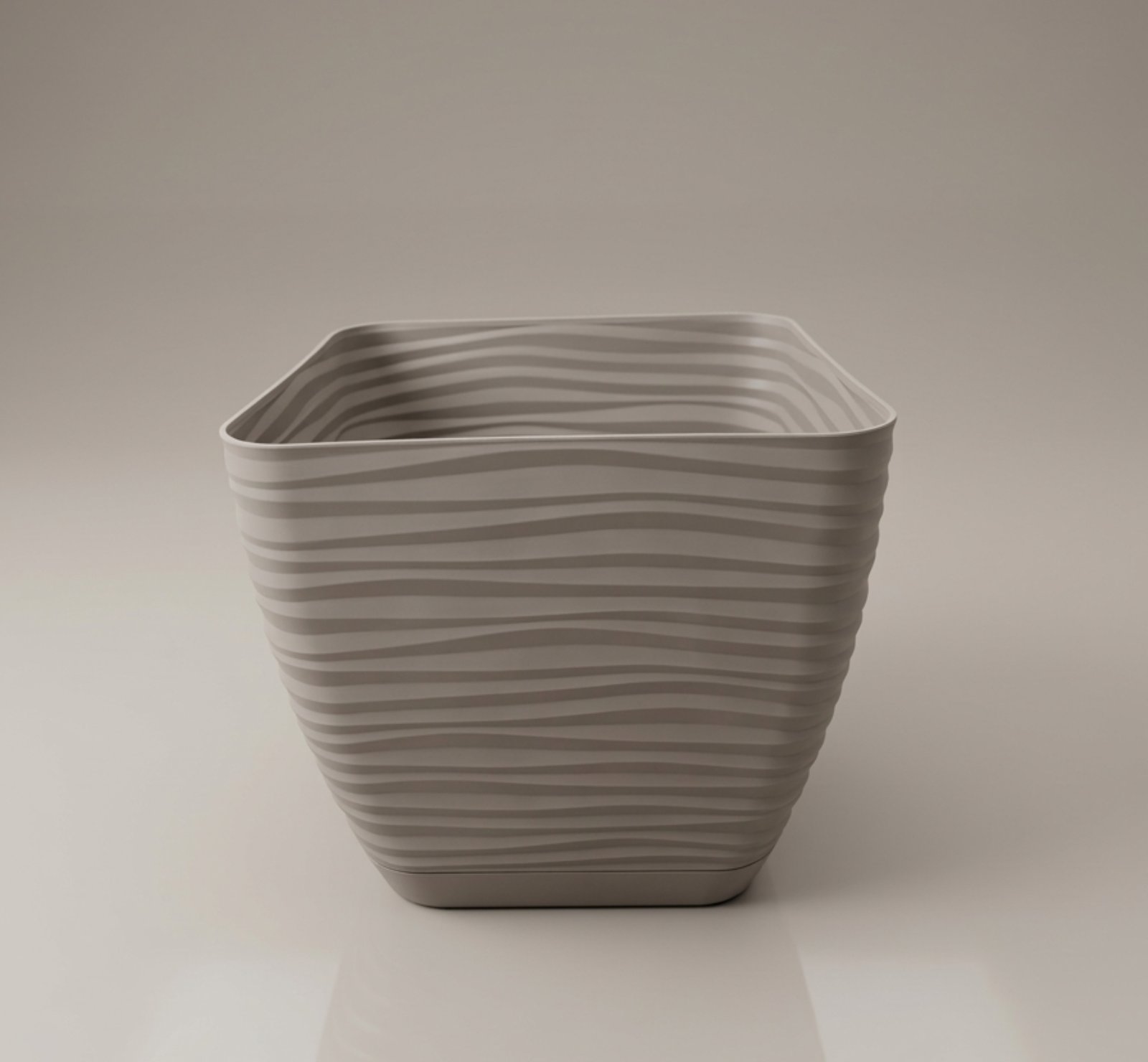 Горшок квадратный с подставкой Form Plastic Sahara Petit, цвет - серо бежевый 130