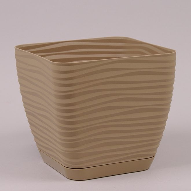 Горшок квадратный с подставкой Form Plastic Sahara Petit, цвет - латте 130