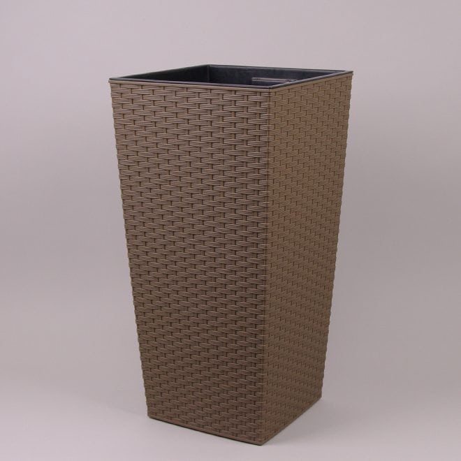 Кашпо с внутренней вставкой Lamela Finezja.Текстура Ротанг. Цвет -  фраппе 300