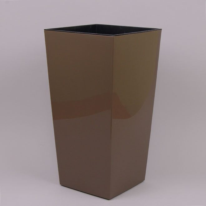 Кашпо с внутренней вставкой Lamela Finezja.Текстура Глянец. Цвет -  фраппе 300 