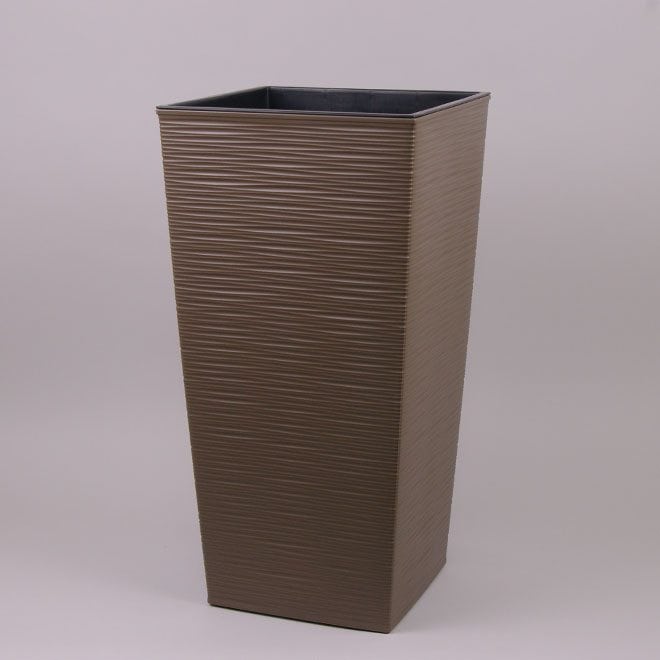 Кашпо с внутренней вставкой Lamela Finezja.Текстура Долото. Цвет -  фраппе 350 