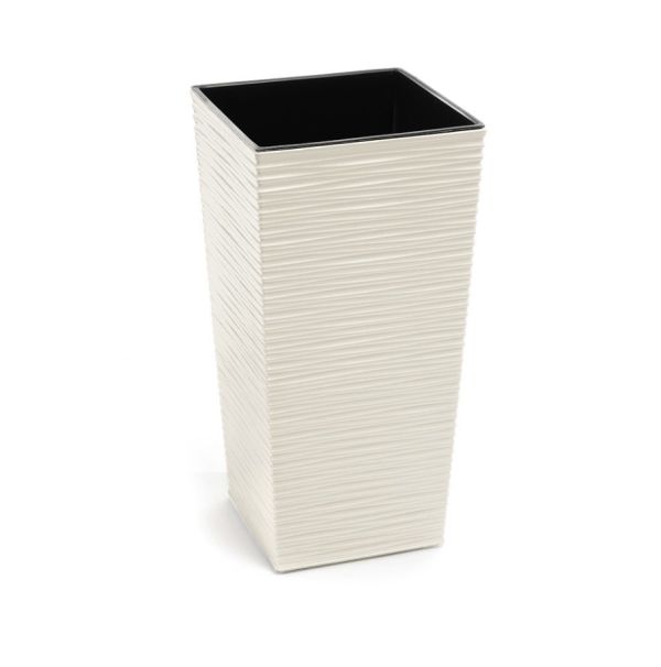 Кашпо с внутренней вставкой Lamela Finezja.Текстура Долото. Цвет - крем 400