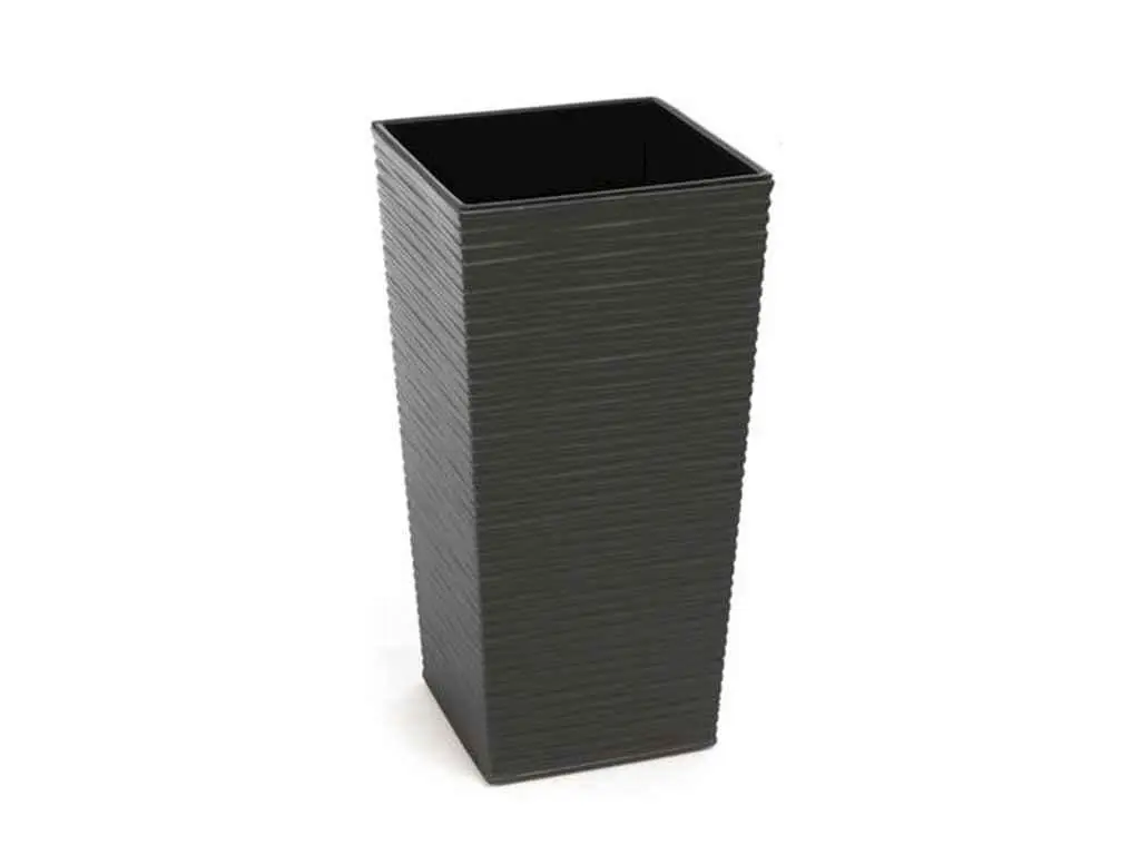 Кашпо с внутренней вставкой Lamela Finezja.Текстура Долото. Цвет - графит метал 400 
