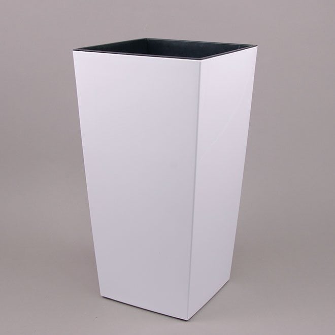 Кашпо с внутренней вставкой Lamela Finezja.Текстура Глянец. Цвет - белый 400