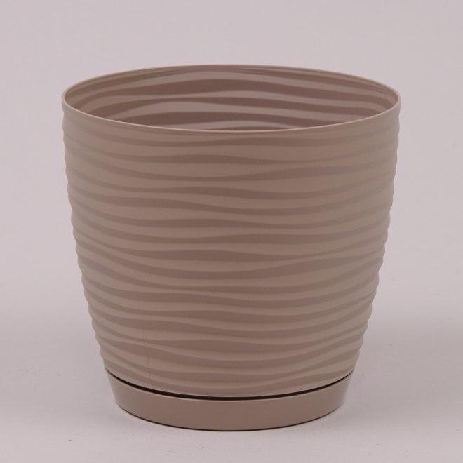 Горшок круглый с подставкой Form Plastic Sahara Petit. Цвет -  серо-бежевый 130