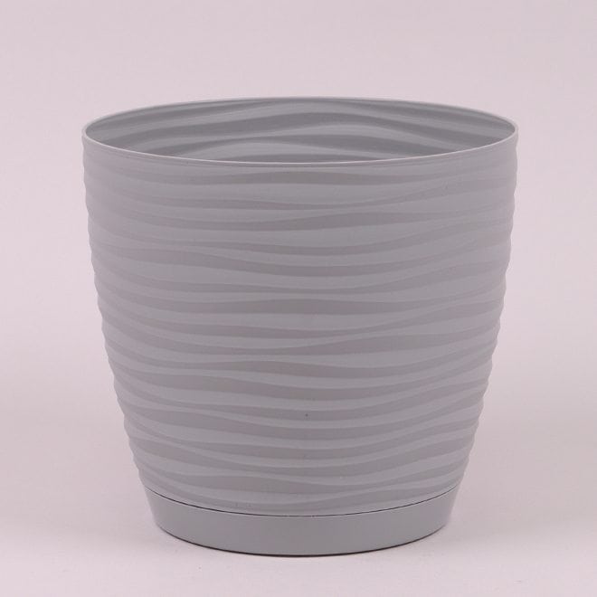 Горшок круглый с подставкой Form Plastic Sahara Petit. Цвет -  платина. 170