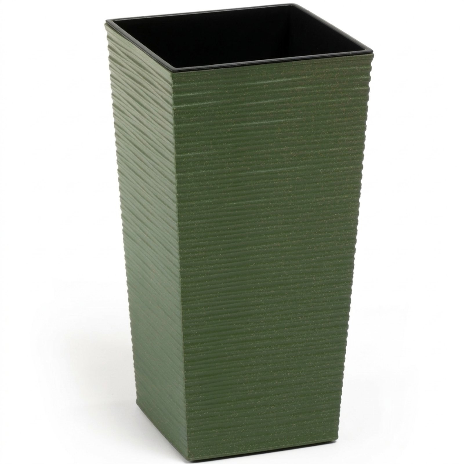 Кашпо с внутренней вставкой Lamela Finezja.Текстура Долото. Цвет  Зеленый ЭКО - 300