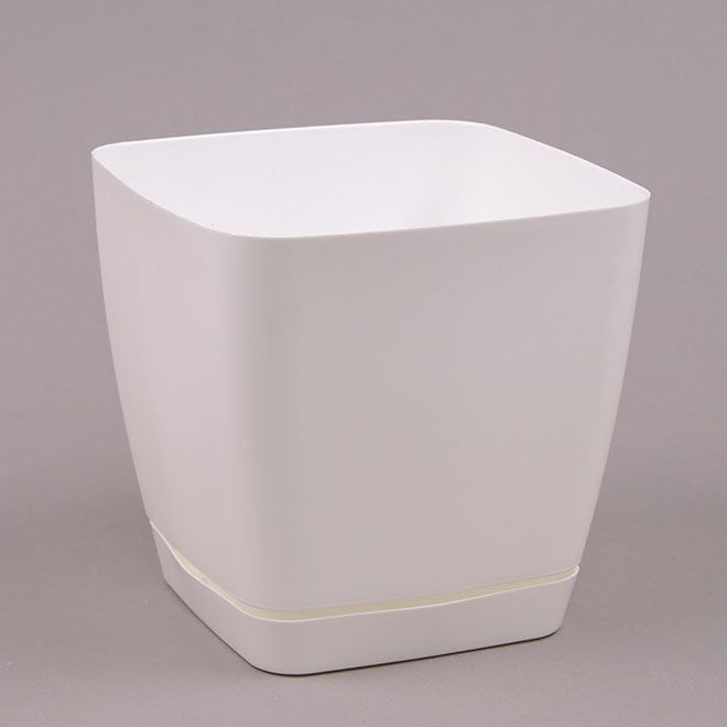 Горшок квадратный с подставкой Form Plastic Toskana, цвет -  белый 190