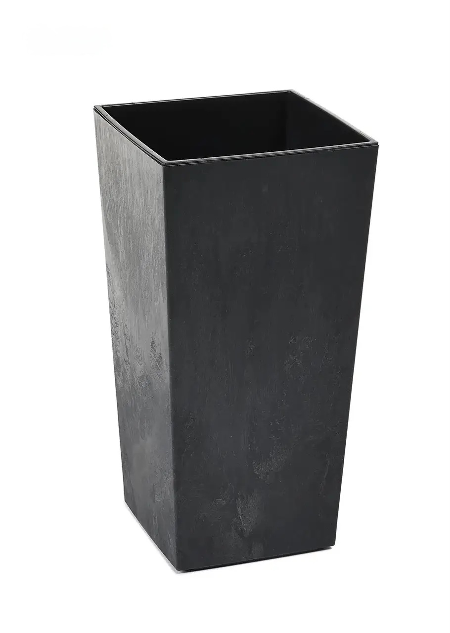 Кашпо с внутренней вставкой Lamela Finezja.Текстура Глянец. Цвет - черный бетон - 300
