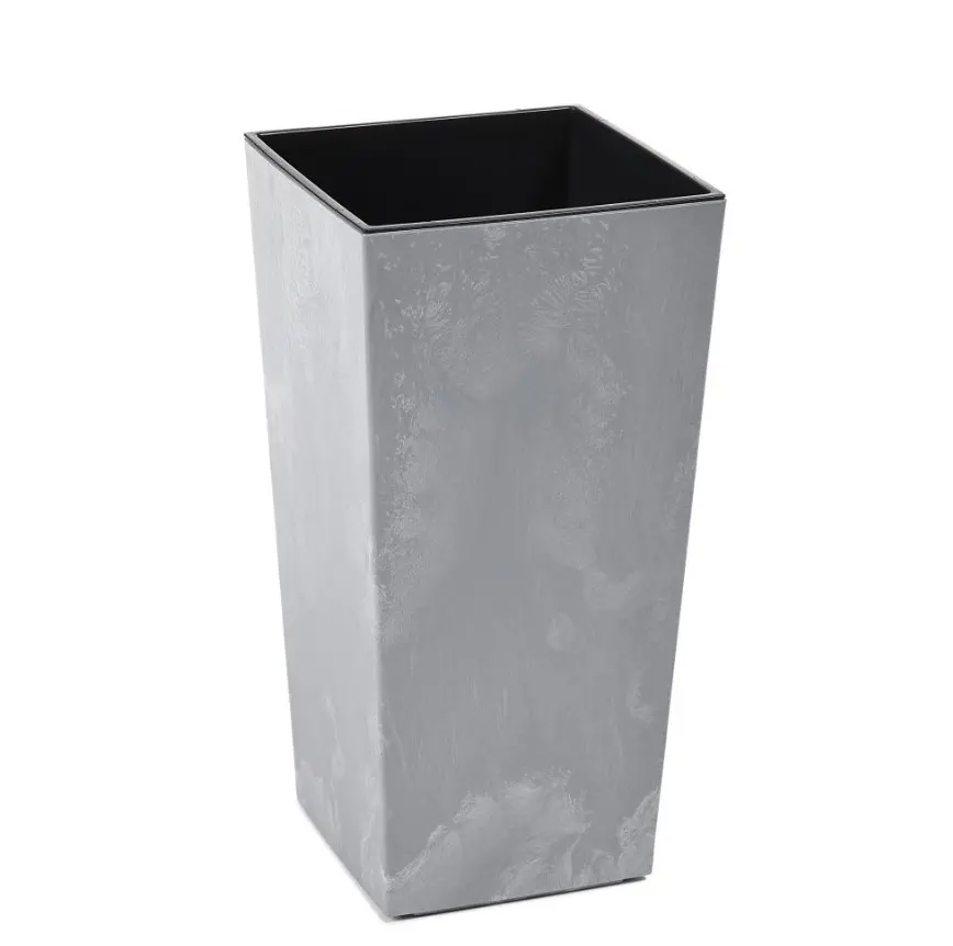 Кашпо с внутренней вставкой Lamela Finezja.Текстура Глянец. Цвет - серый бетон - 350