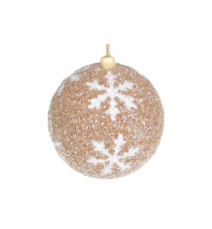 Ялинкова куля з орнаментом "Сніжинка", колір - карамельний з білим