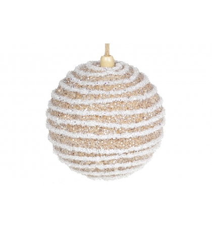 Елочный шар, цвет - карамельный с белым (размер: 8 см., 10 см.)