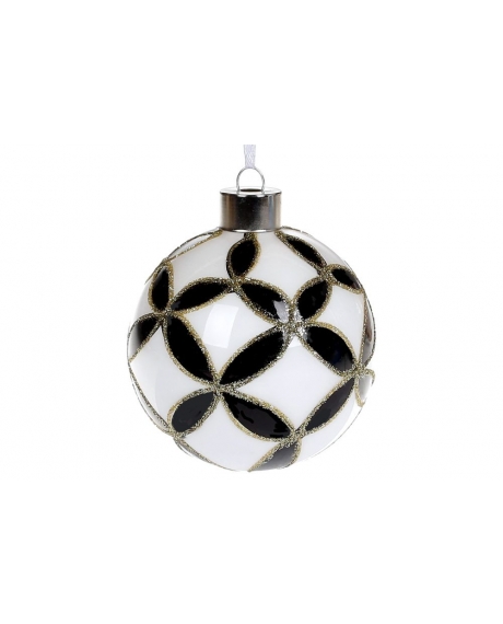 Ялинкова куля з орнаментом, колір - чорний з білим (8 см.)