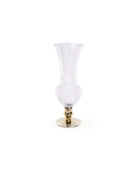 Стеклянная ваза,  цвет - прозрачное стекло с золотом (35см)