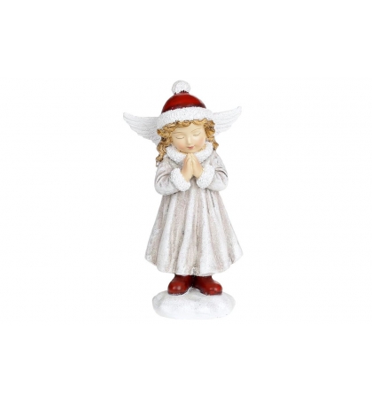 Декоративна фігурка "Ангелятко", колір - вінтажний білий з червоним (13см.)