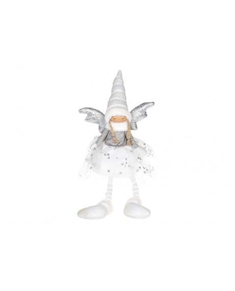 М'яка іграшка з висячими ніжками "Ангел", колір - срібний з білим (57см.)